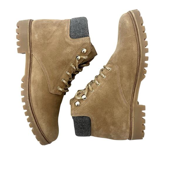 SezaneCameron lace-up boots Sz 7 brown leather Raphael Chunky Heel Outdoor Chic - Picture 4 of 11